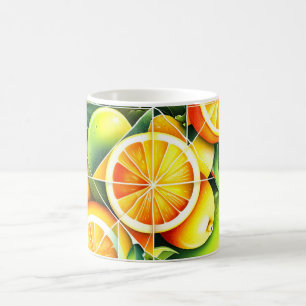 Orange Lemon Botanical Citrus Geometric Coffee Mug