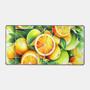 Orange Lemon Botanical Citrus Geometric Desk Mat