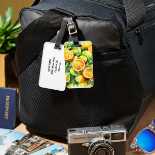 Orange Lemon Botanical Citrus Geometric Luggage Tag