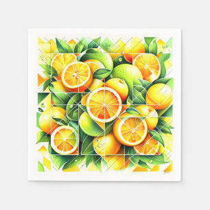 Orange Lemon Botanical Citrus Geometric Napkin