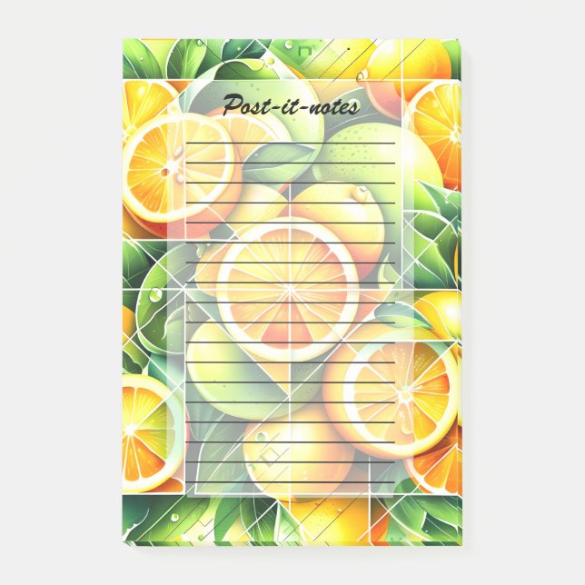 Orange Lemon Botanical Citrus Geometric Post-it Notes (Front)