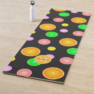 Orange lemon lime fruit summer pattern Monogram Yoga Mat