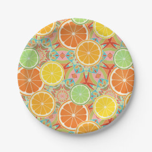 Orange, Lemon, Lime Slices Paper Plate