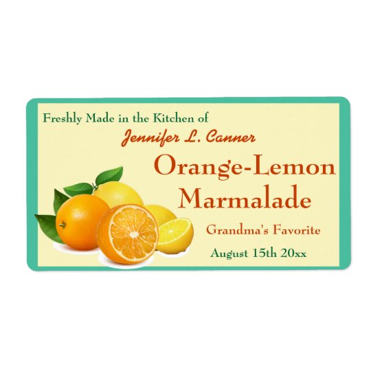 Orange Lemon Marmalade Preserves Canning Jar Shipping Label