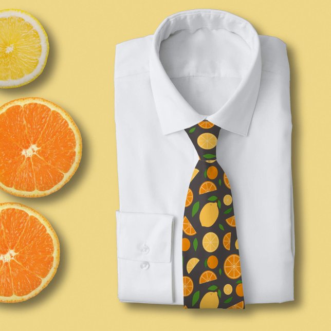 Orange & Lemon Pattern Tie (Orange & Lemon Pattern Neck Tie)