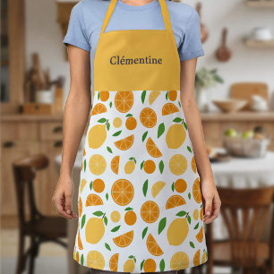 Orange & Lemon Pattern White Apron