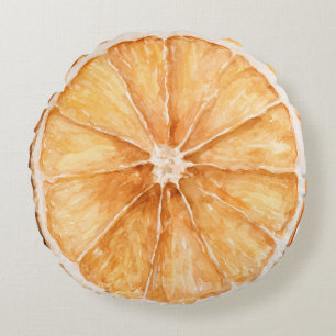 Orange & Lemon Slice Fruit Round Cushion