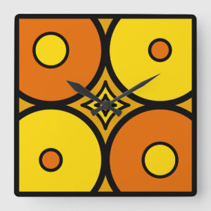 Orange & Lemon Square Wall Clock