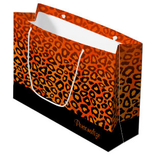 Orange Leopard Animal Print Large Gift Bag