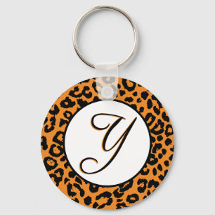 Orange Leopard Design with Y Key Ring