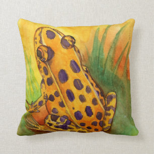 Orange Leopard Frog Throw Pillow
