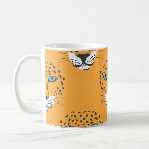 Orange leopard head, seamless pattern. coffee mug