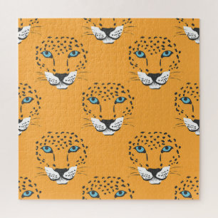 Orange leopard head, seamless pattern. jigsaw puzzle