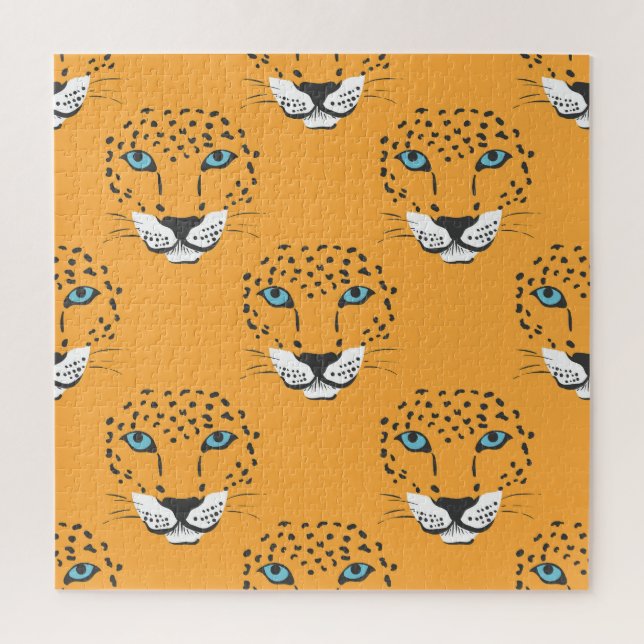 Orange leopard head, seamless pattern. jigsaw puzzle (Vertical)