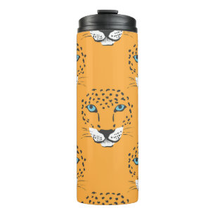 Orange leopard head, seamless pattern. thermal tumbler
