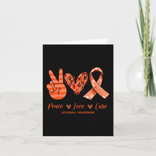 Orange Leopard Peace Love Cure Leukaemia Awareness Card