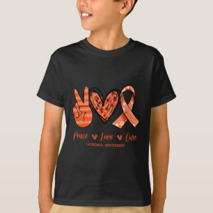 Orange Leopard Peace Love Cure Leukaemia Awareness T-Shirt