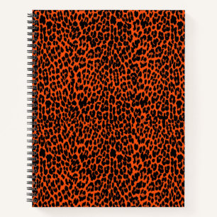 Orange Leopard Skin Print Spiral Notebook