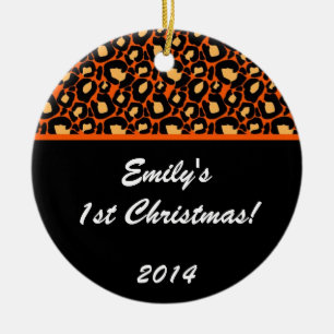 Orange Leopard Spot Personalised Name Ornament