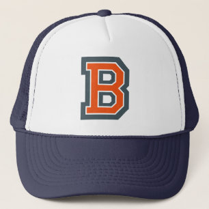 Orange Letter 'B' Monogrammed Trucker Hat