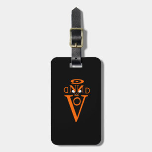 Orange Letter Face Luggage Tag w/ leather strap