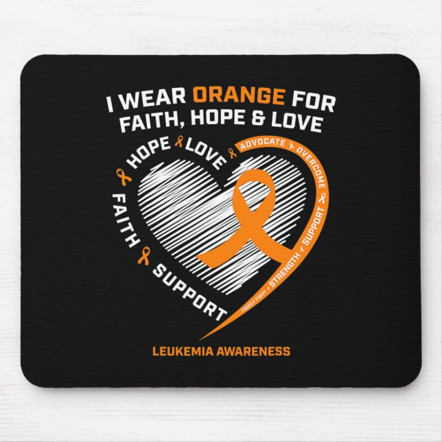 Orange Leukaemia Awareness Faith Hope Love Christi Mouse Mat (Front)