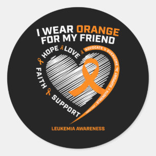 Orange Leukaemia Awareness  Friend Gifts Men Women Classic Round Sticker