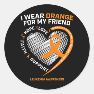 Orange Leukaemia Awareness  Friend Gifts Men Women Classic Round Sticker