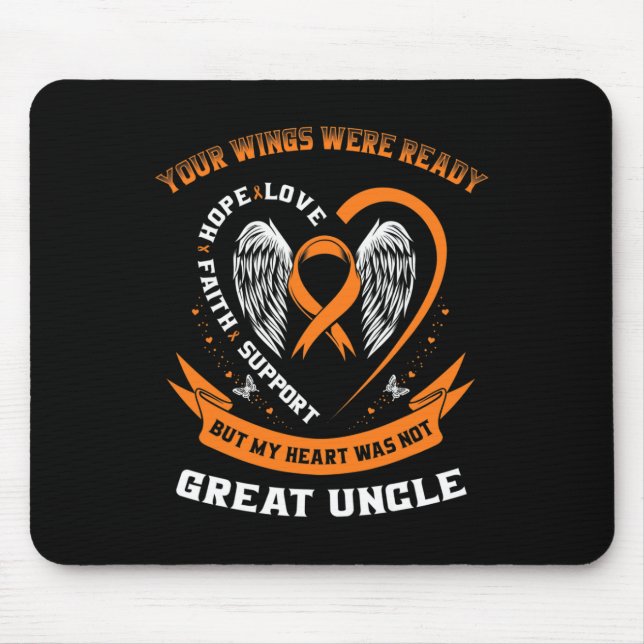 Orange Leukaemia Awareness Great Uncle Your Wings  Mouse Mat (Front)