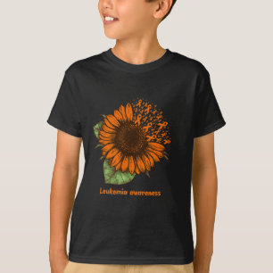 Orange Leukaemia Awareness Sunflower Gift Warrior T-Shirt
