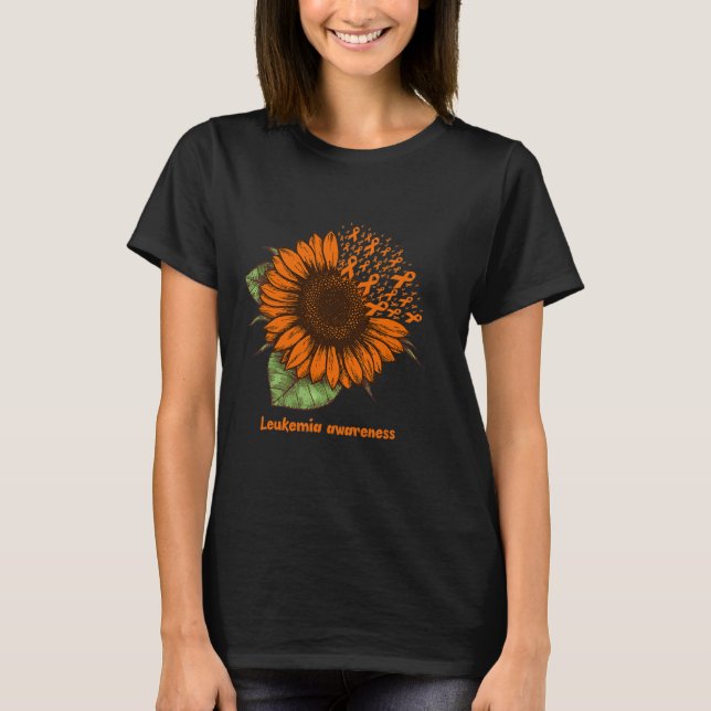 orange leukaemia awareness sunflower gift warrior  T-Shirt