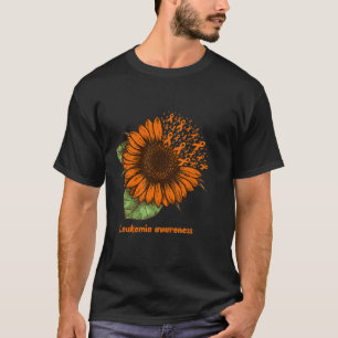 orange leukaemia awareness sunflower gift warrior  T-Shirt