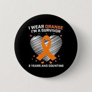 Orange Leukaemia Survivor Gifts 2 Years Cancer Fre 6 Cm Round Badge