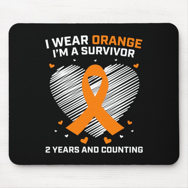 Orange Leukaemia Survivor Gifts 2 Years Cancer Fre Mouse Mat (Front)