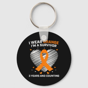 Orange Leukaemia Survivor Gifts 3 Years Cancer Fre Key Ring