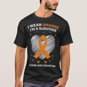 Orange Leukaemia Survivor Gifts 3 Years Cancer Fre T-Shirt