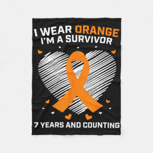 Orange Leukaemia Survivor Gifts 7 Years Cancer Fre Fleece Blanket