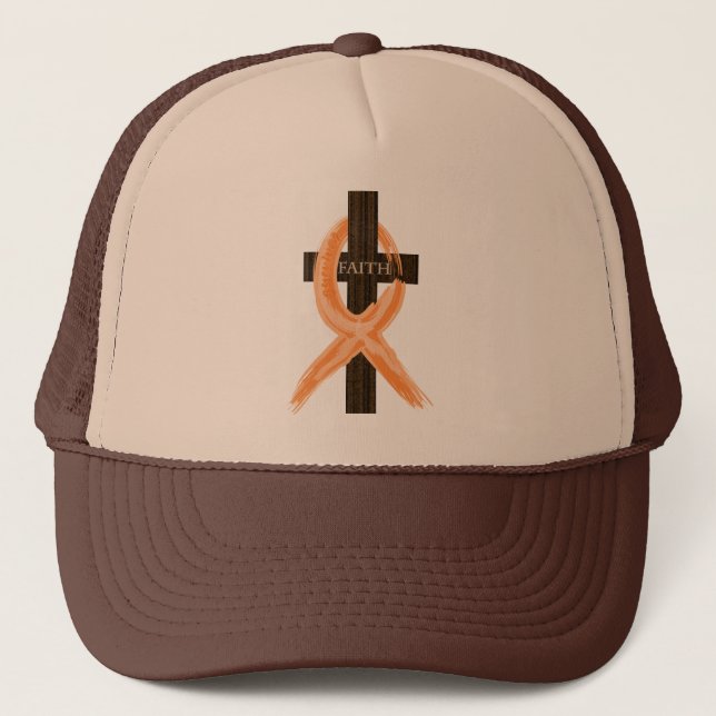 Orange Leukaemia Survivor's Cross of Faith Trucker Hat (Front)