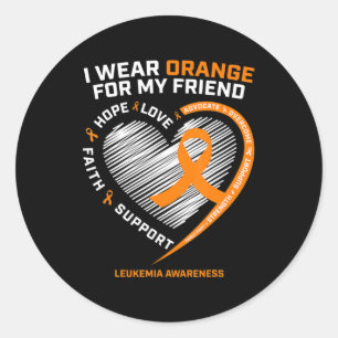 Orange Leukemia Awareness  Friend Gifts Men Women  Classic Round Sticker