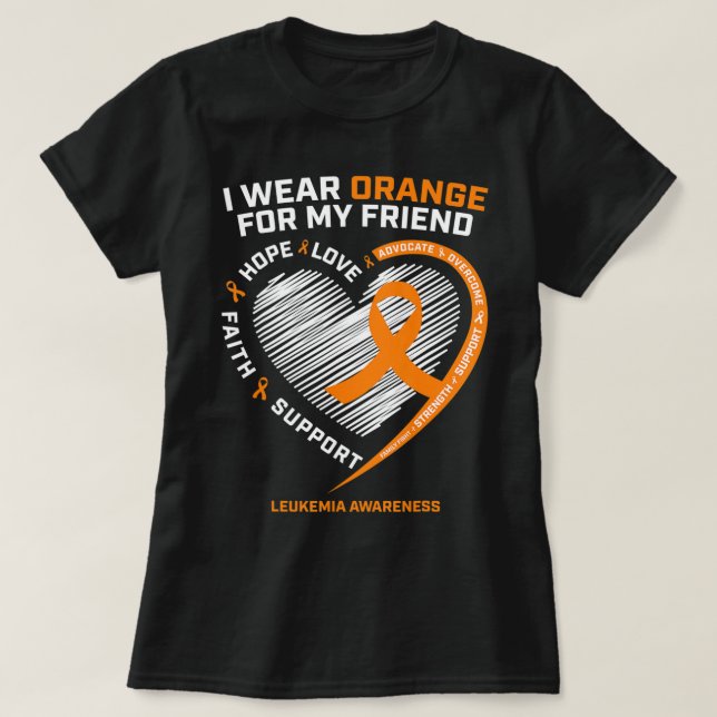 Orange Leukemia Awareness  Friend Gifts Men Women  T-Shirt (Design Front)