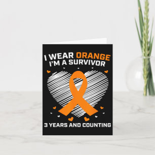 Orange Leukemia Survivor Gifts 3 Years Cancer Free Card