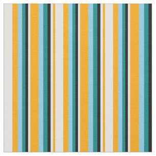 Orange, Light Cyan, Black, Teal & Sky Blue Coloure Fabric