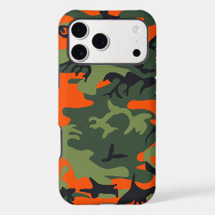 Orange, Light Dark Green Black Camouflage