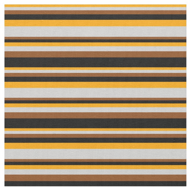 Orange, Light Grey, Brown & Black Lines Fabric (Close Up)