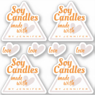 Orange Light Grey Heart Made with Love Soy Candles