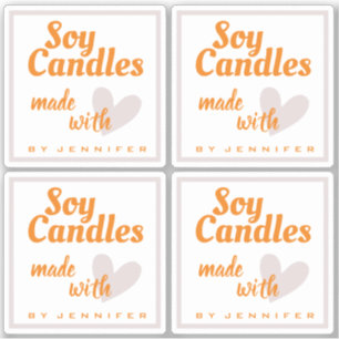 Orange Light Grey Heart Made with Love Soy Candles