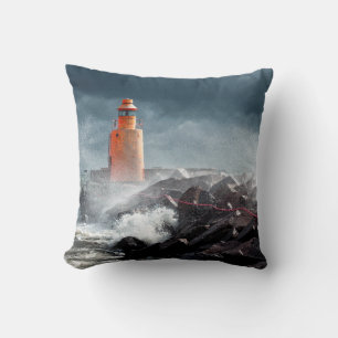 ORANGE LIGHTHOUSE ON ROCK CUSHION