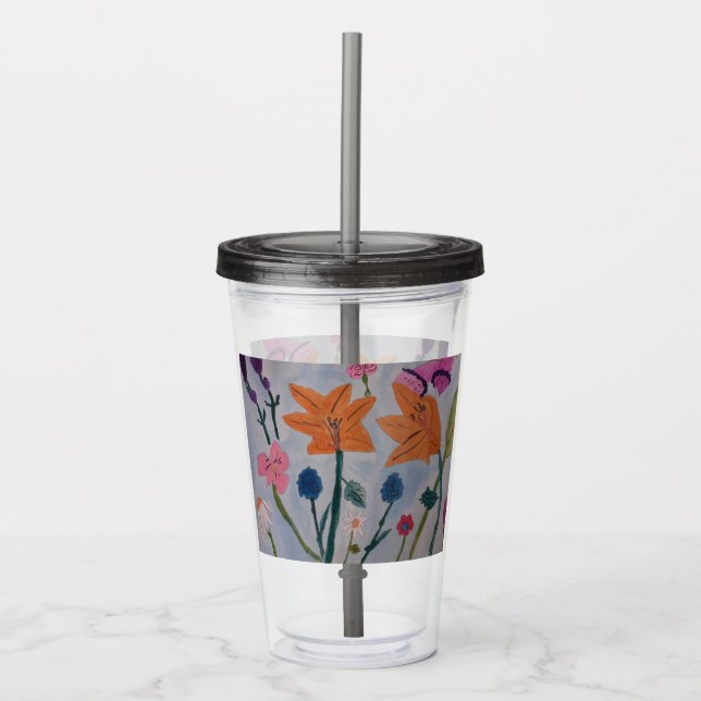 Orange Lilies Acrylic Tumbler (Front)