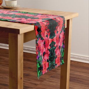Orange Lilies Floral Abstract Pattern   Short Table Runner