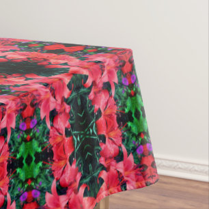 Orange Lilies Floral Abstract Pattern   Tablecloth